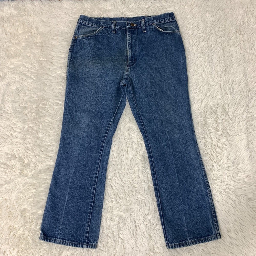 Vintage Rustler Jeans 35x28 Blue Pants 70s Talon‎ Cowboy Western 876 Tag 38x30